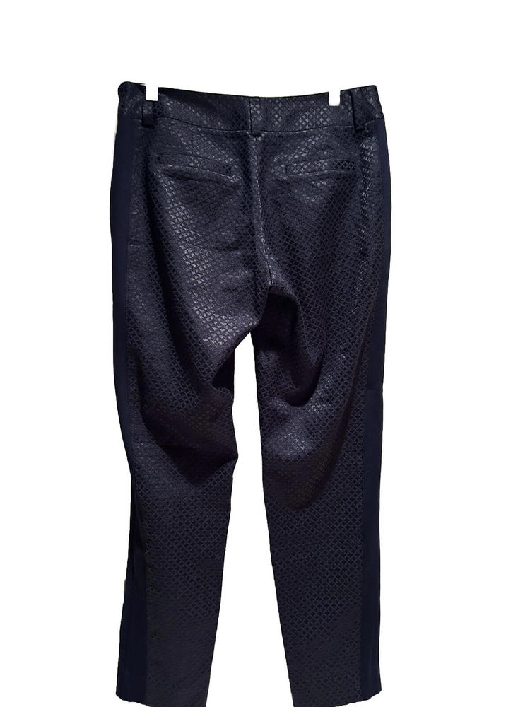 Designer Cache - Size 4 Pants Patterned Navy Tape… - image 3